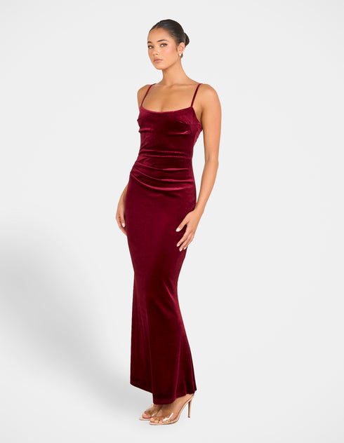 Bronie Cowl Neck Velvet Gown